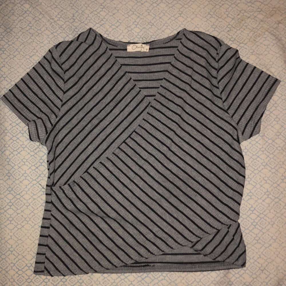Grey and black crop top